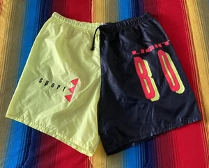 Vintage Lightning Bolt Shorts Mens Large Elastic Waist Skater Surf 80s 90s USA - Picture 1 of 12