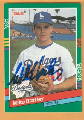 Mike Hartley Los Angeles Dodgers AUTO Signed 1991 Donruss Grossmont College - Image 1 of 2