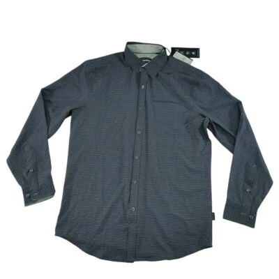 Camisa social moderna bolinhas com botões manga longa casual uso empresarial tamanho P - Imagem 1 de 4