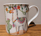 BURTON + BURTON Llama Porcelain Coffee Tea Mug Cup 10oz w/Cactus & Flowers EUC