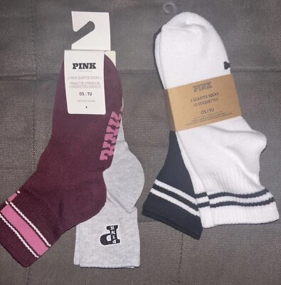 Calcetines Victoria’s Secret Rosa Cuarto🧦2-PACK{Lote de 2}Talla Única Blanco/Negro/Gris Foto 1 de 4
