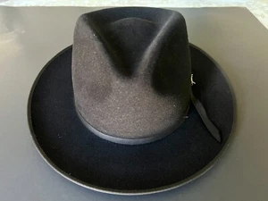 Men's Black Stetson Stratoliner Fur Felt Fedora Hat 7-3/8 - Picture 1 of 11