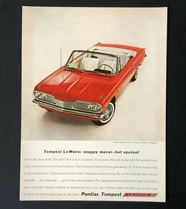 1962 Pontiac Tempest Werbung Le Mans rot Cabrio Oldtimer Print AD - Bild 1 von 1