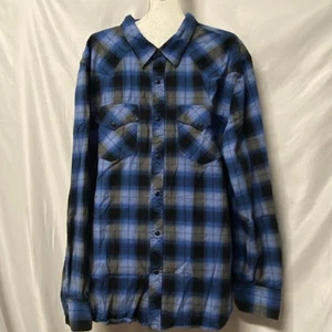 Camisa Western American Eagle Outfitters XXL Azul a Cuadros Ajuste Vintage Snap - Imagen 1 de 8