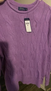 100% Authentic Ralph Lauren Kaschmir Zopfmuster Pullover - Lila/Flieder/Meliert M - Bild 1 von 6