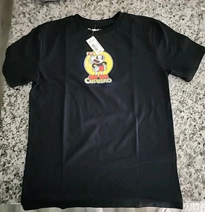 Videogame Cuphead Tshirt Youth XL Black Cotton Graphic Tee Studio Boxlunch Brand - Picture 1 of 10