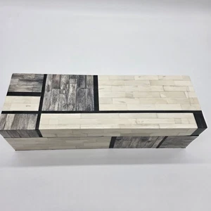 Interlude Home Bone & Resin Inlay Decorative Box – Gray White Black 15” Luxe... - Picture 1 of 12