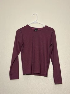 VTG USA Patagonia Pink Black Striped Small Base Layer Long Sleeve Top Shirt - Picture 1 of 8