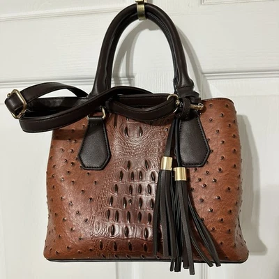 Woman's Top Handle HANDBAG  - Shoulder Strap - Ostrich Satchel -3 Compartments - Image 1 of 4