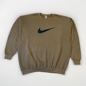 Vintage 1990s Nike Big Swoosh Tan USA Crewneck Pullover Sweatshirt New Old Stock - Bild 1 von 6