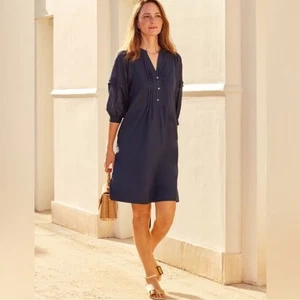 J. McLaughlin Sabina knielanges Hemdblusenkleid 3/4 Ärmel dunkelblau Damen Gr. XL - Bild 1 von 11