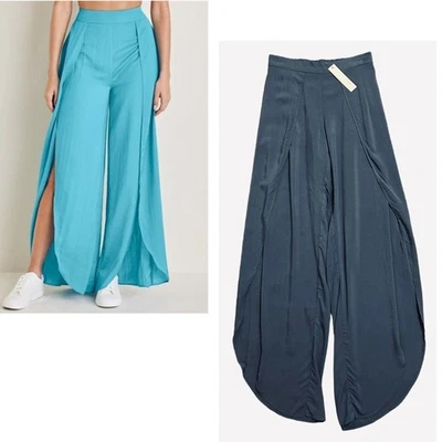 DREW NWT Blue Split Leg Tulip Hem Pants XS - Image 1 of 4
