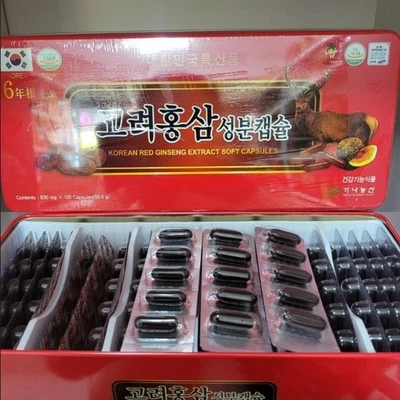 Korean 6 year Red Ginseng Extract Soft Capsules 830mg x 120caps(99.6g) Panax NEW - Image 1 of 4