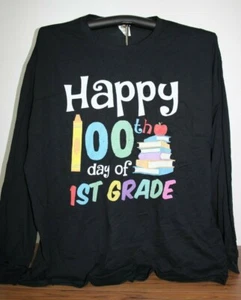 Happy 100th day of 1ST GRADE Long Sleeve T-Shirt  3XL, Black - Picture 1 of 4