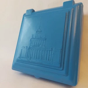 Vintage Rare USSR 1939-1959 ВСХВ Moscow Building Blue Bakelite Carbolite Box - Picture 1 of 17