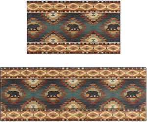 Western Style Kitchen Rugs and Mats Set of 2,Country Vintage Kitchen Mats for Fl - Picture 1 of 12