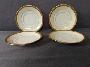 Vintage Epiag Aich 6" Saucers (only) - Gold Encrusted Rims/Yellow Tint - Set 4 - Picture 1 of 12