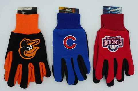 NWT MLB No Slip Utility Work Gloves With 3D Team Logo Baseball FREE SHIPPING NEW Cover