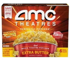 AMC Theatres Microwave Popcorn 6ct, Extra Butter - Picture 1 of 9