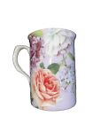Stechcol Gracie Bone China Floral Tea Coffee Cylinder Mug Roses Hydrangea New