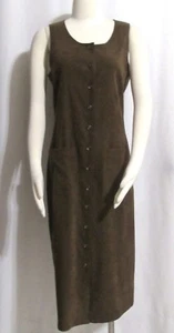 NEW Womens Ladies TALBOTS Brown Faux Suede Sleeveless Mid Calf Sheath Dress 6 - Picture 1 of 5