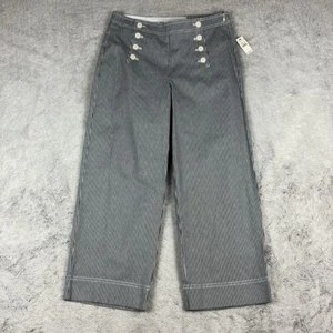 NUEVO Pantalón Talbots Cintura Alta Cubierta Pierna Ancha Corto Marinero Botones Rayas Mujeres 2 - Imagen 1 de 8