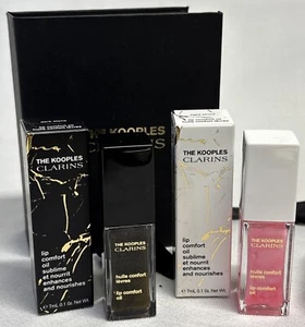 Clarins The Kooples Lip Comfort Oil Gift Set Dark & Light Stone Full Size 0.1oz - Picture 1 of 14