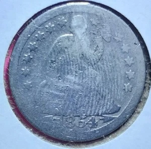Flechas de diez centavos libertad sentada 1854 90 % plata - Imagen 1 de 2
