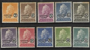 1958 Christmas Island Toned Stamps Set 10x First Australian QE2 Decimals issued - Picture 1 of 1