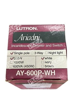 Lutron Ariadni 600W Single Pole White Incandescent Dimmer And Switch AY-600P-WH - Image 1 of 2
