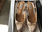 Dune Cassie  Reptile Print leather Open Back Heeled Shoe With Gold Bar Size 38/5