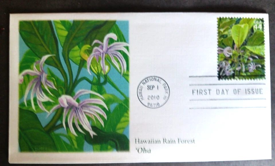 OHA BELLFLOWERS HAWAIIAN RAIN FOREST FLEETWOOD CACHET 2010 FDC UNADDR - Imagem 1 de 1