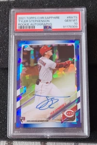 2021 Topps Chrome Sapphire Tyler Stephenson RC Rookie Auto #RA-TS PSA 10 Reds - Picture 1 of 2