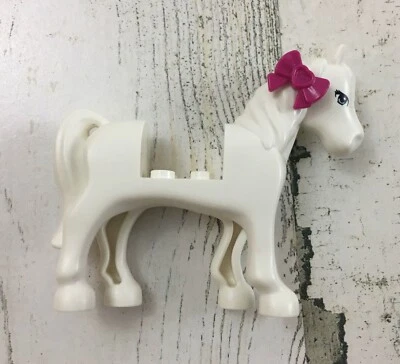 Lego Friends Caballo Blanco Rosa Arco Ojos Azules Pestañas Negras Animal Minifigura Foto 1 de 4