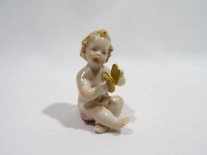ANCIENNE STATUETTE PORCELAINE PUTTI PUTTO MUSICIEN MERLI CAPODIMONTE PORCELAIN - Picture 1 of 10