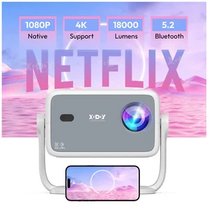 Netflix official Portable Projector 4K Smart Android TV Auto Focus Bluetooth US - Picture 1 of 22