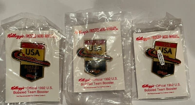 Bobsled Team USA  Team Set of 3 1992 Team  Collector  Kelloggs Pins Tack Pins - Image 1 of 4