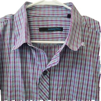 Zachary Prell Gray Purple Blue Stripe Long Sleeve Button Down Shirt Size XXL - Image 1 of 4