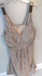 MOA MOA Shimmery Gold Sleeveless Beaded Strap Lined with Bra Top Size S EUC - Picture 1 of 4
