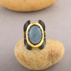 Anello da uomo in argento 925 acquamarina con pietra preziosa sterling fatto ... - Foto 1 di 5