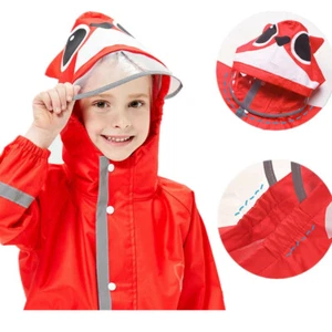 One-Piece Kid Children's Cartoon Rainsuit Rain Coat Coverall Raincoat Raincoat - Picture 1 of 24