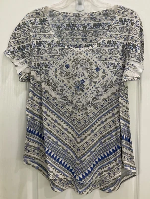 Blusa Pullover Para Mujer Talla L Blanca Mangas Multi Cap Franela Sensación Estrás 114 Foto 1 de 4