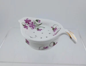 Teebeutel Sieb 2 Stück Bone China mit lila Blumen von Royal Patrician ~ England - Bild 1 von 13