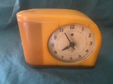 Original Art Deco Clock Westclox Yellow Moonbeam White Face Model S5 Cover