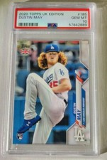 2020 Topps UK Edition Dustin May Rookie #185 PSA 10 Low Pop Los Angeles Dodgers