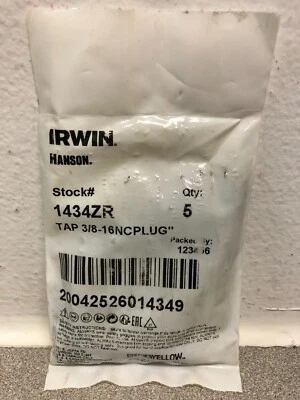 Irwin Hanson 1434ZR High Carbon Steel SAE Fraction Tap 3/8 inch Pack of 5 - Image 1 of 2