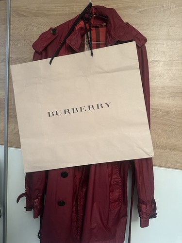 Trench giacca vintage Burberry nuovo con difetti + borsa regalo rosso scuro M L
