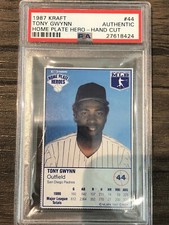 1987 KRAFT HOME PLATE HEROES-HAND CUT #44 TONY GWYNN HOF PSA 
