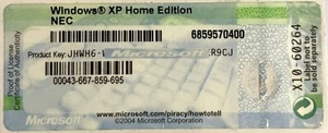 Microsoft Windows XP Home NEC COA Aufkleber Used Lizenzkey - Bild 1 von 2