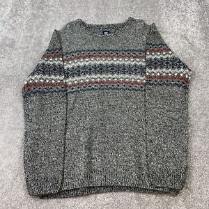 Route 66 Pullover Knit Sweater Men's XXL Long Sleeve Gray Fair Isle Crew Neck